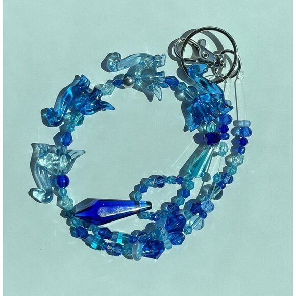 Dinosaur Beaded Suncatcher Rearview Mirror Ornament Blue Crystal Prism Car Charm - Picture 7 of 10